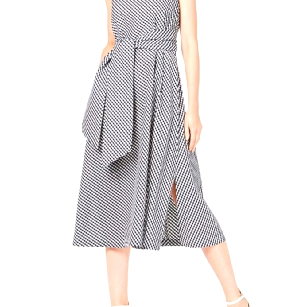 Elegant Blue and White Checkered Dress